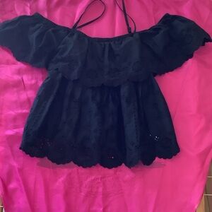 Old Navy Black Eyelet Off-Shoulder Blouse